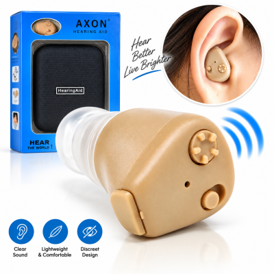 Invisible In-The-Ear Hearing Aid Machine – Compact Digital Sound Amplifier with Volume Control Wheel, Portable Storage/Charging Case & Clear Audio Clarity